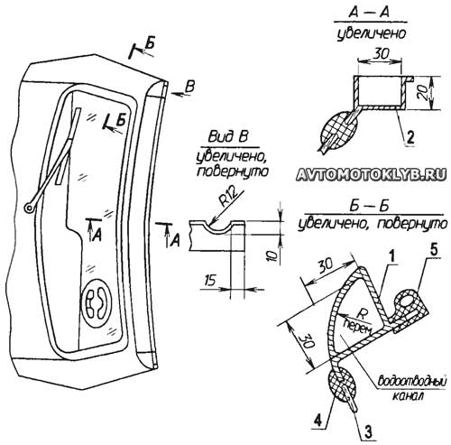 Водоотвод в рамке лобового стекла Водоотвод в рамке лобового стекла